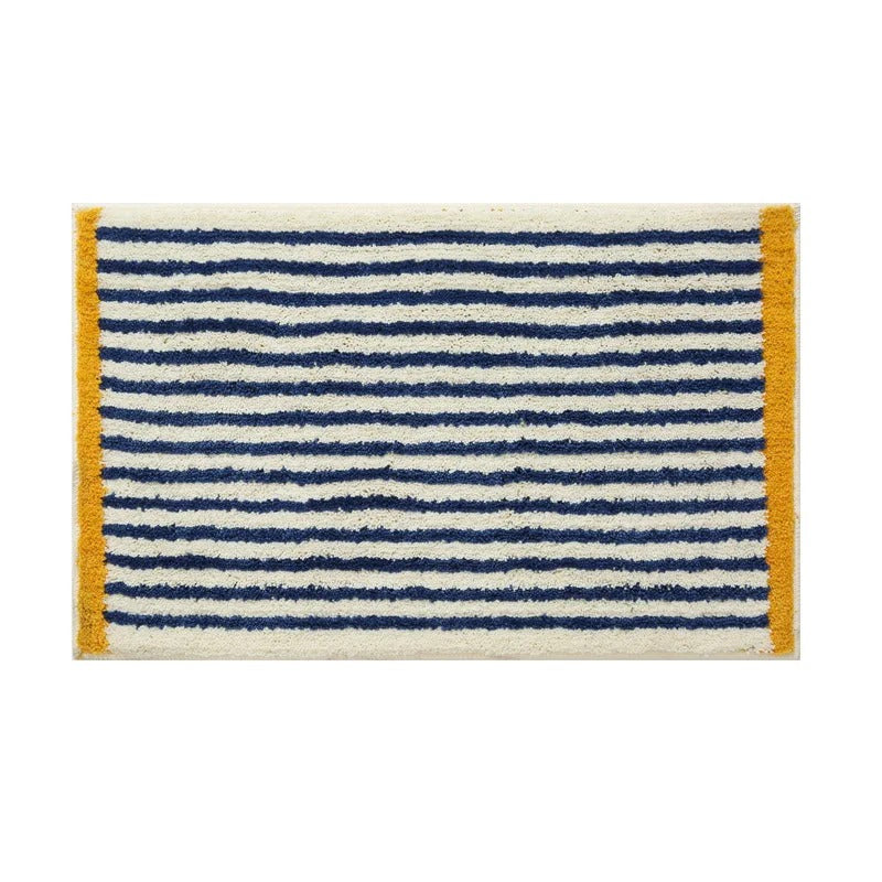 Gecapitonneerde Blauw Gestreepte Badmat Met Antisliplaag