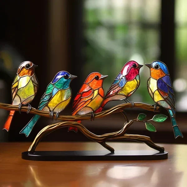 Gekleurde Glazen Vogels Voor Chique Interieurdecoratie 5 Vogels