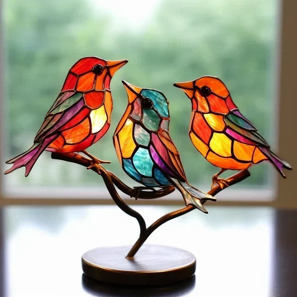 Gekleurde Glazen Vogels Voor Chique Interieurdecoratie 3 vogels (type 1)