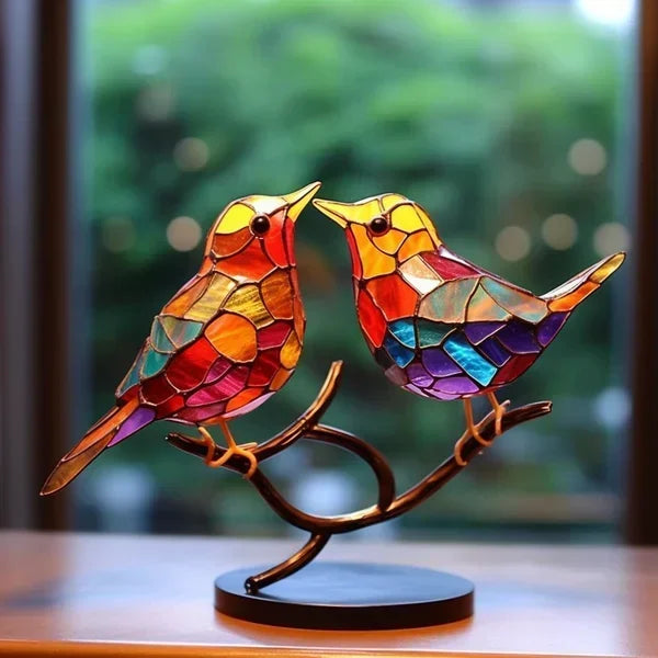 Gekleurde Glazen Vogels Voor Chique Interieurdecoratie 2 Vogels