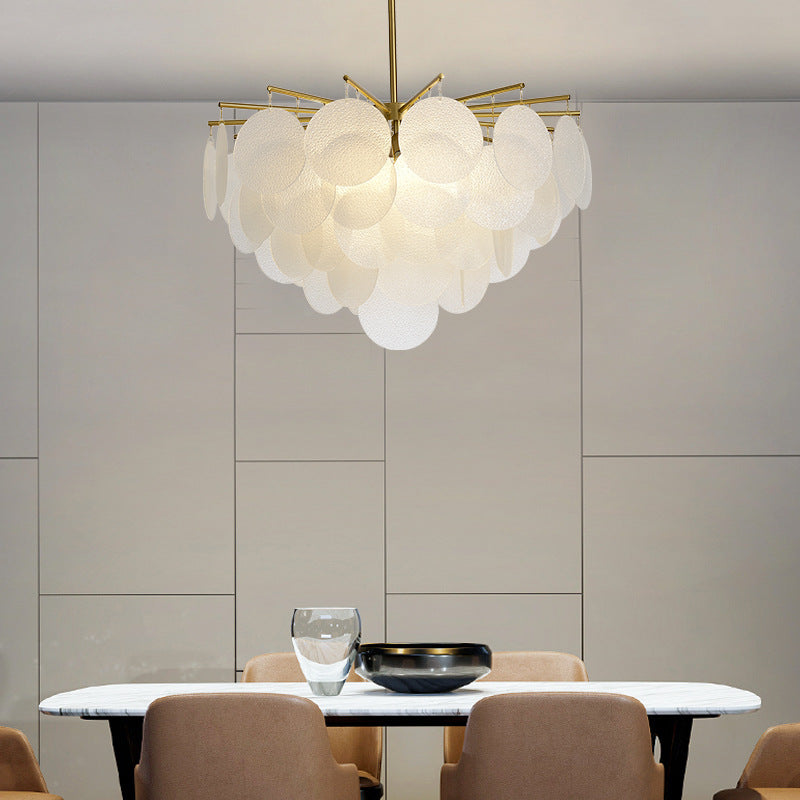 Gelaagde Schijven Suspensie Verlichting Moderne Messing-Wit