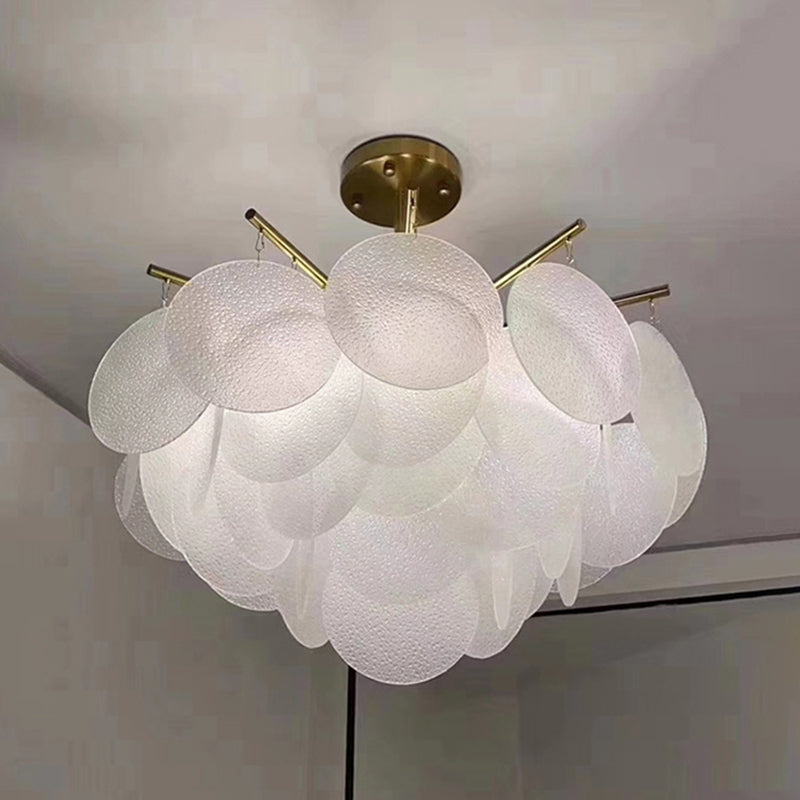 Gelaagde Schijven Suspensie Verlichting Moderne Messing-Wit