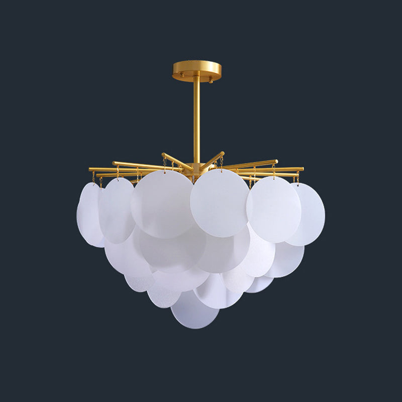 Gelaagde Schijven Suspensie Verlichting Moderne Messing-Wit 8 Messing Acryl