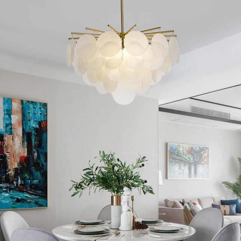 Gelaagde Schijven Suspensie Verlichting Moderne Messing-Wit