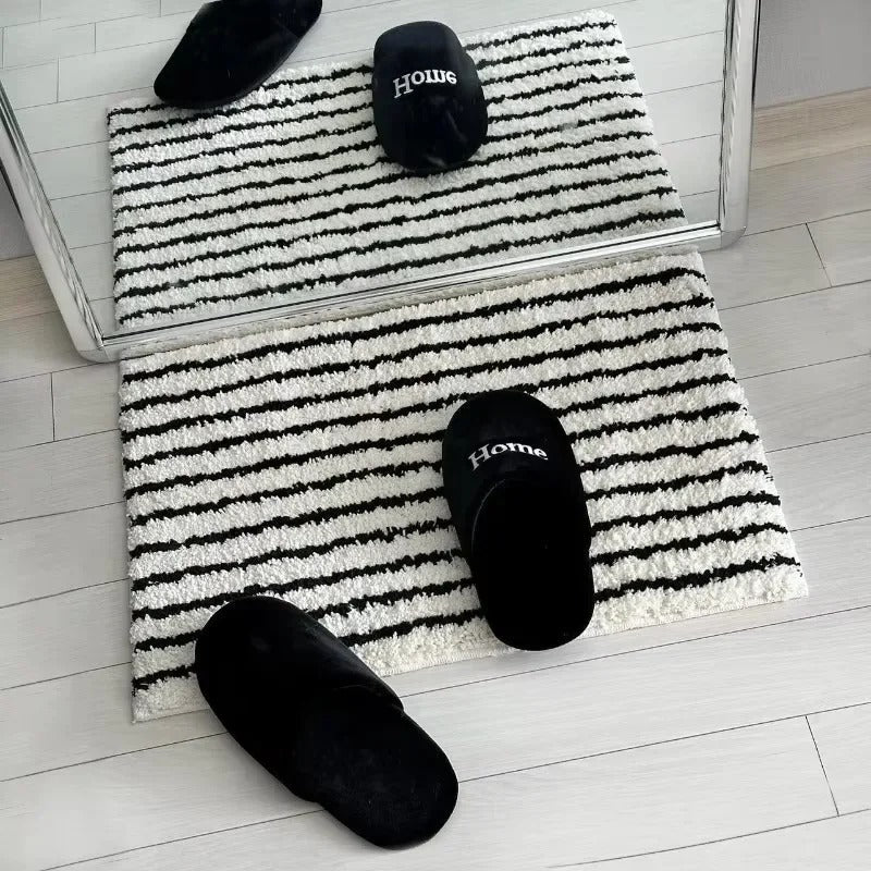 Gestreepte Badmat Luxe Vloerkleed Antislip Comfortabel