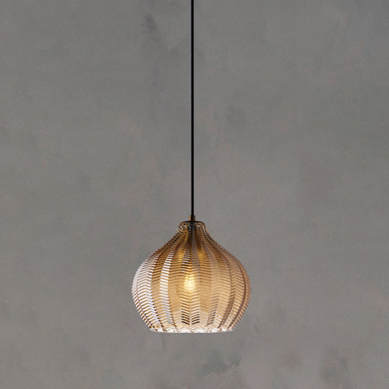 Golfvormige Glazen Hanglamp Nordic Stijl Enkel Pendant Cognac Bloem