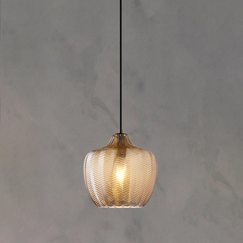 Golfvormige Glazen Hanglamp Nordic Stijl Enkel Pendant Cognac Lantaarn