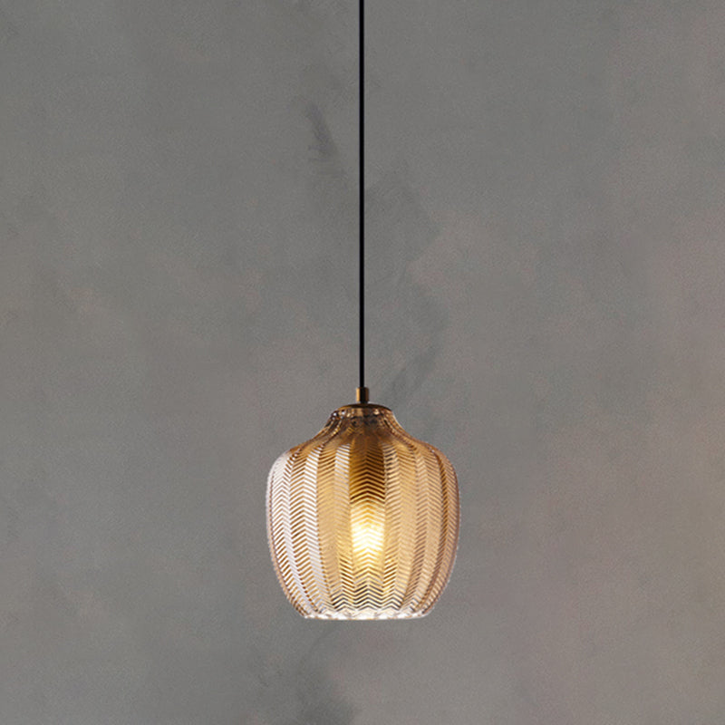 Golfvormige Glazen Hanglamp Nordic Stijl Enkel Pendant Cognac Vat
