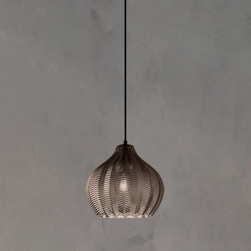 Golfvormige Glazen Hanglamp Nordic Stijl Enkel Pendant Rookgrijs Bloem