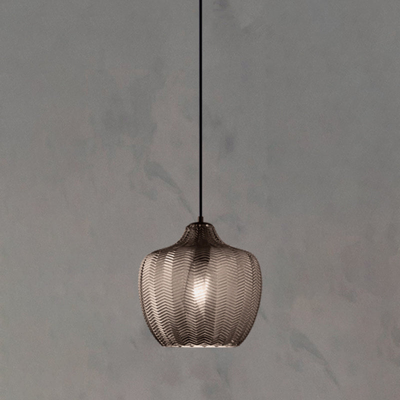 Golfvormige Glazen Hanglamp Nordic Stijl Enkel Pendant Rookgrijs Lantaarn