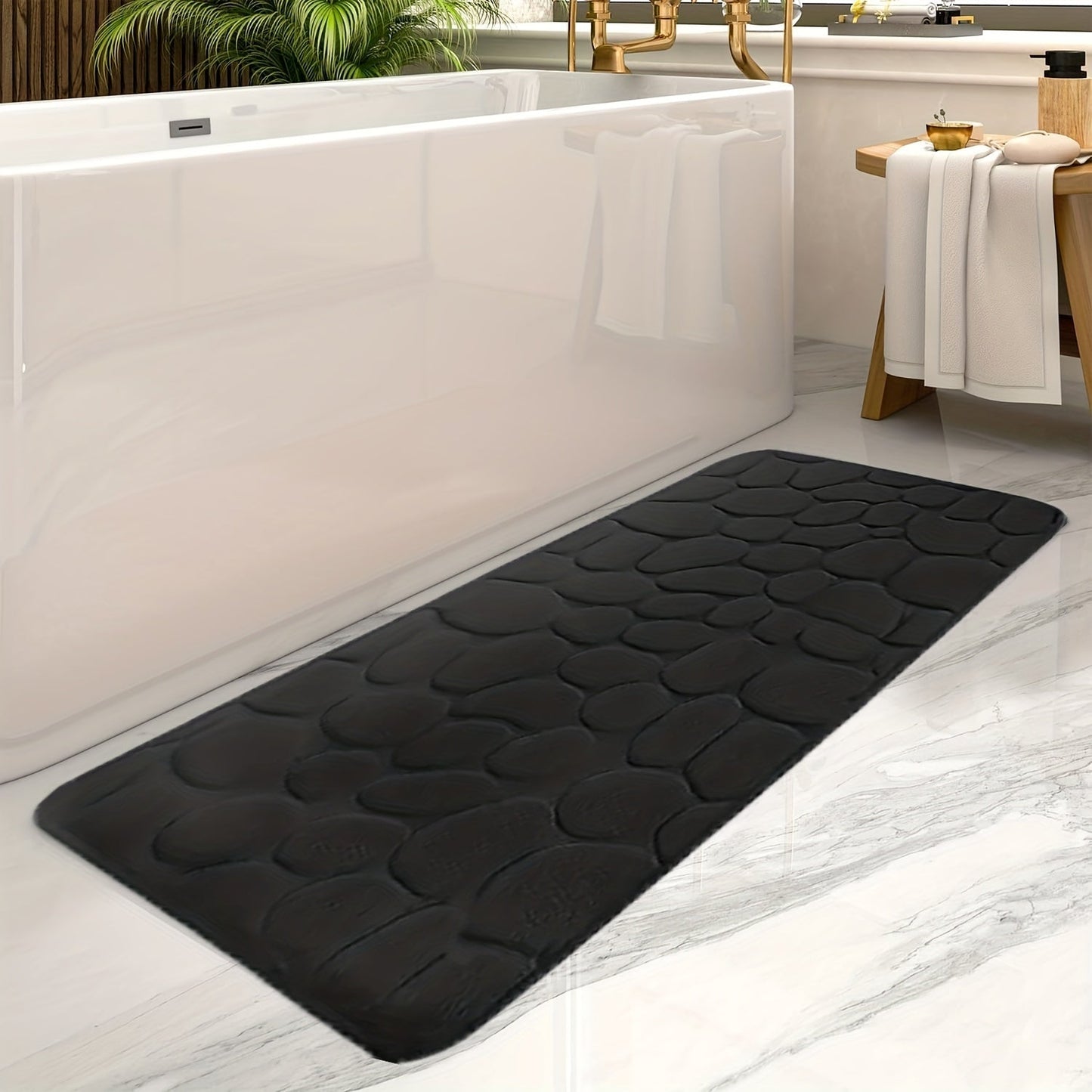 Grote Gestreepte Badmat Rechthoekig Voor Badkamer Anti Slip Zwart 50x120cm