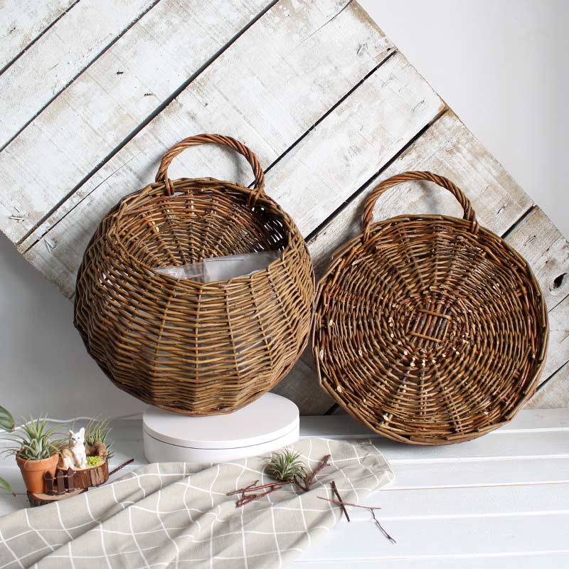 Handgeweven Plantenmand Met Handvat Set Van 3 Stuks