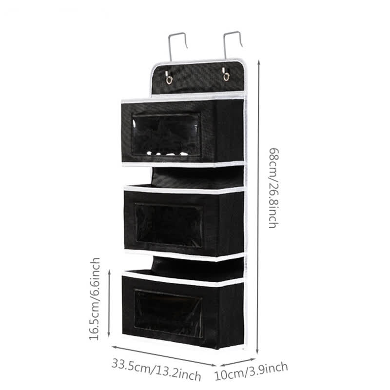 Hangende Opberg Organizer Met Meerdere Lagen Voor Slaapzaal Zwart 33 cm L x 10 cm B x 68 cm H
