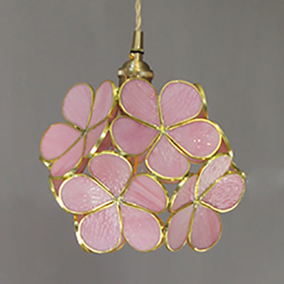 Hangende Plafondlamp Tiffany Stijl Blauw Helder Roze Glas