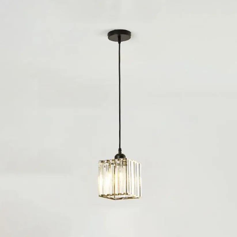 Hanglamp Moderne Metalen Glazen Verlichting Sfeer Ruimte Vierkant Zwart 1 Hoofd