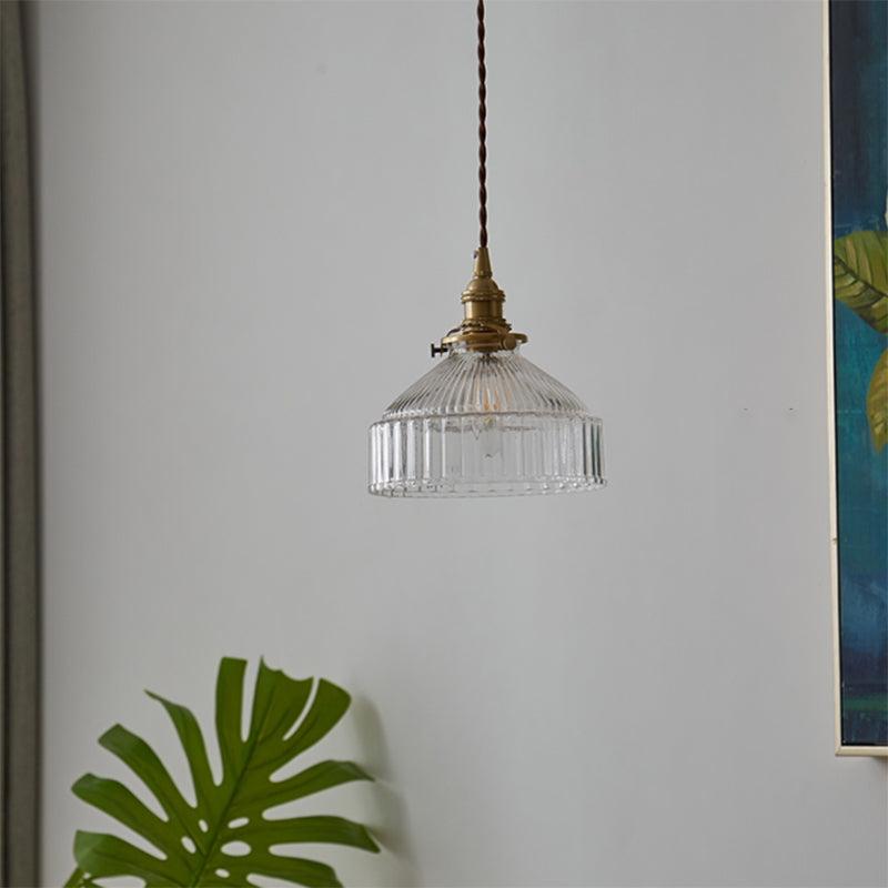 Hanglamp Rustieke Schuur Schaduw Glas Zwart Messing