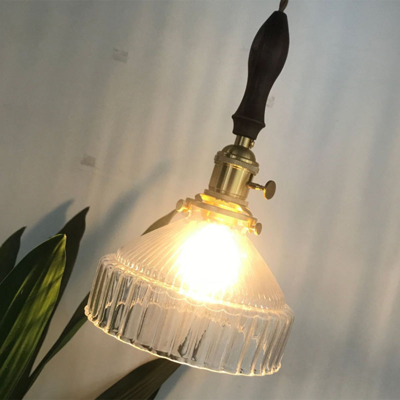 Hanglamp Rustieke Schuur Schaduw Glas Zwart Messing