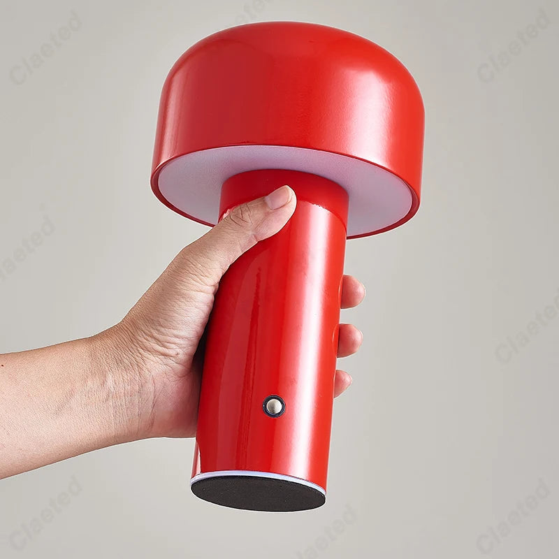 Italiaans Design Paddenstoel Tafellamp Voor Binnen Buiten Rood USB-oplaadbaar