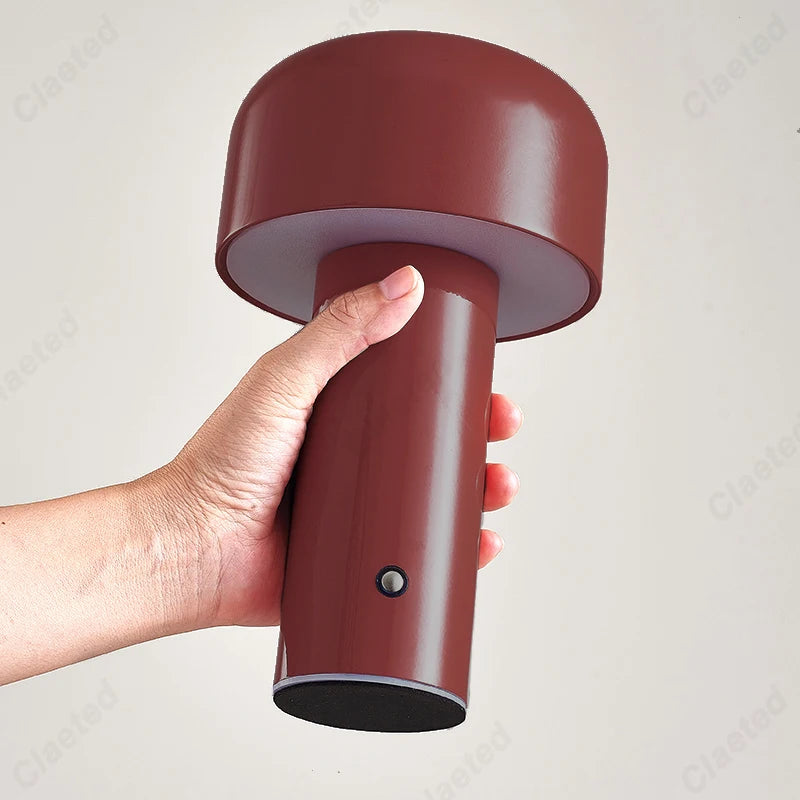 Italiaans Design Paddenstoel Tafellamp Voor Binnen Buiten Wijnrood USB-oplaadbaar