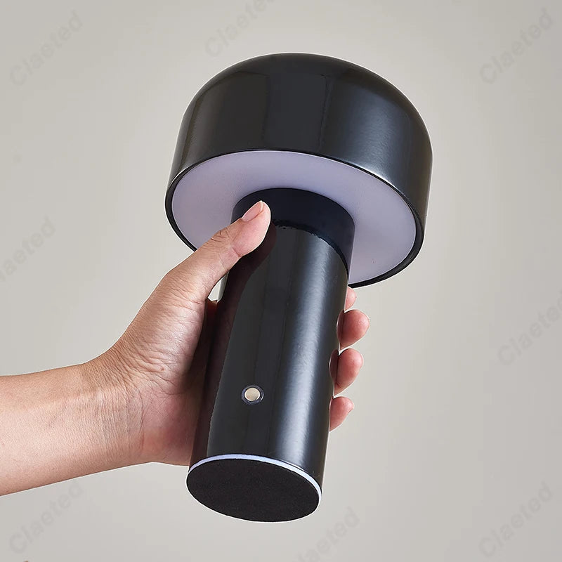 Italiaans Design Paddenstoel Tafellamp Voor Binnen Buiten Zwart USB-oplaadbaar