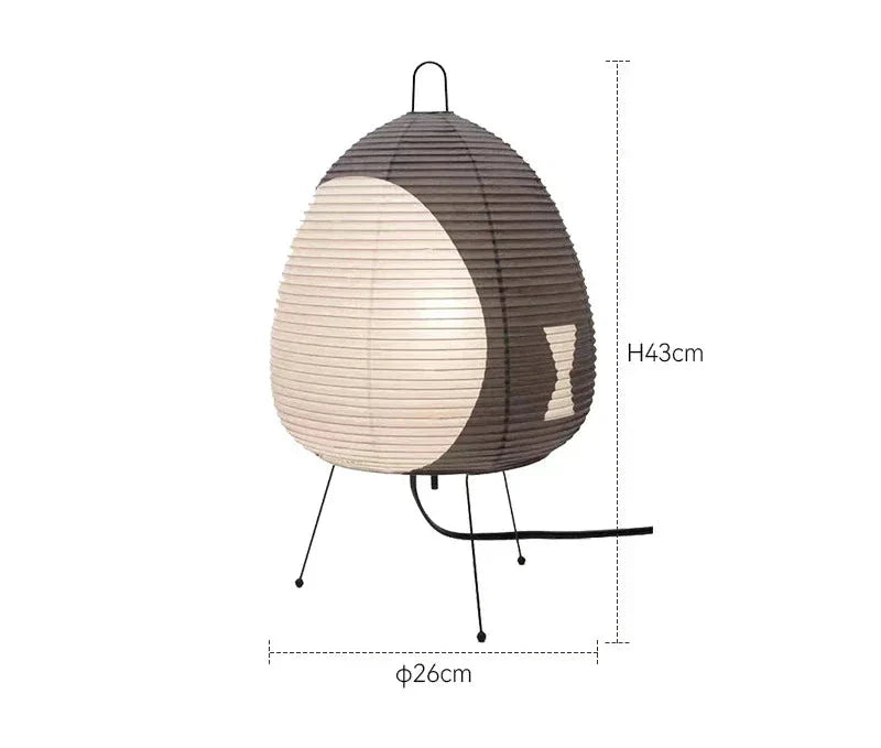 Japanse Papieren Tafellamp Retro Stijl Rijstpapier Lampenkap Grijs