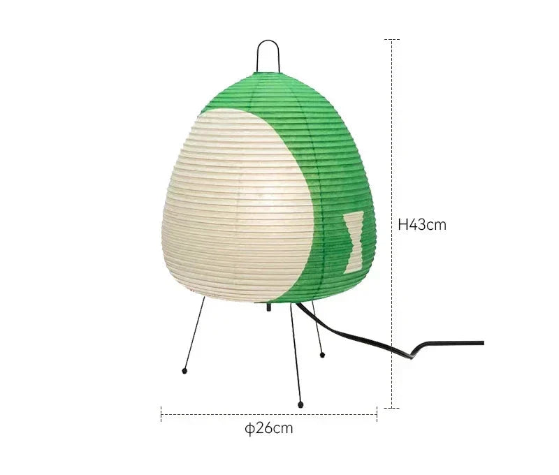 Japanse Papieren Tafellamp Retro Stijl Rijstpapier Lampenkap Groen
