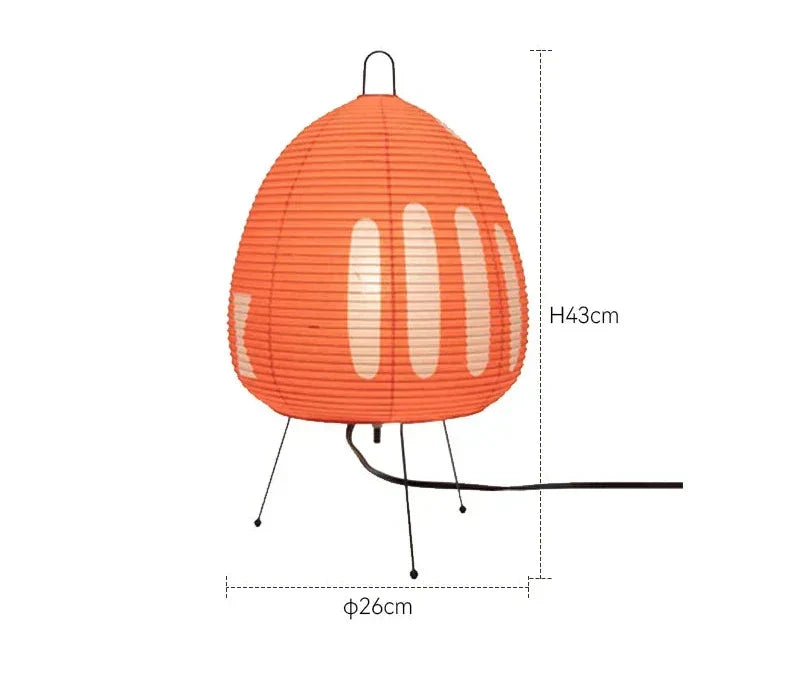 Japanse Papieren Tafellamp Retro Stijl Rijstpapier Lampenkap Oranje