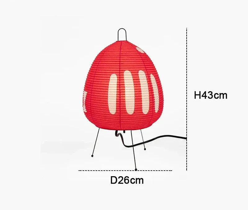Japanse Papieren Tafellamp Retro Stijl Rijstpapier Lampenkap Rood