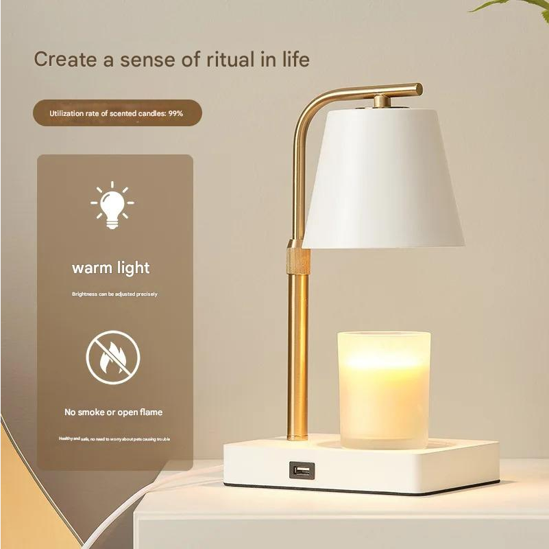 Kaarsenwarmerlamp met Hout en Metaal voor Thuisgebruik