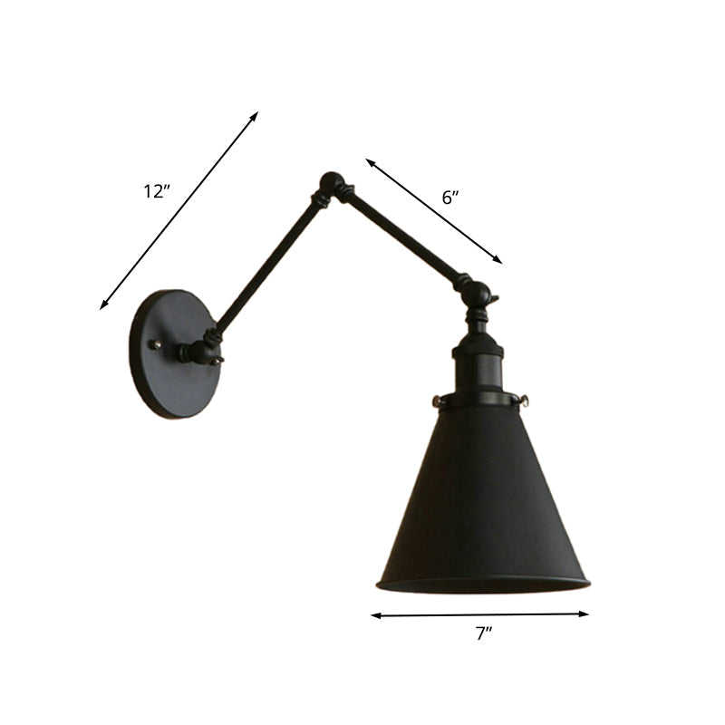 Kegel Wandlamp Boerderij Stijl Ijzeren Zwart Roest 9 Inch