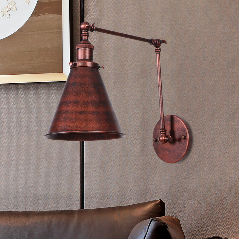 Kegel Wandlamp Boerderij Stijl Ijzeren Zwart Roest 9 Inch