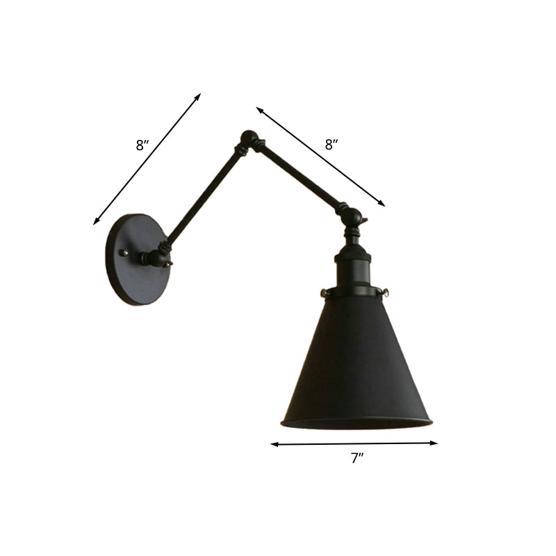 Kegel Wandlamp Boerderij Stijl Ijzeren Zwart Roest 9 Inch