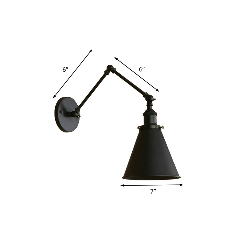 Kegel Wandlamp Boerderij Stijl Ijzeren Zwart Roest 9 Inch