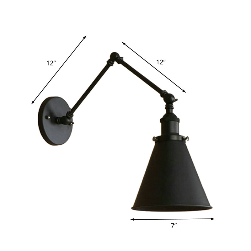 Kegel Wandlamp Boerderij Stijl Ijzeren Zwart Roest 9 Inch