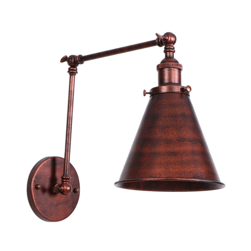 Kegel Wandlamp Boerderij Stijl Ijzeren Zwart Roest 9 Inch
