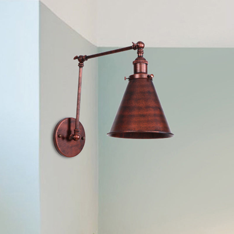 Kegel Wandlamp Boerderij Stijl Ijzeren Zwart Roest 9 Inch Roest