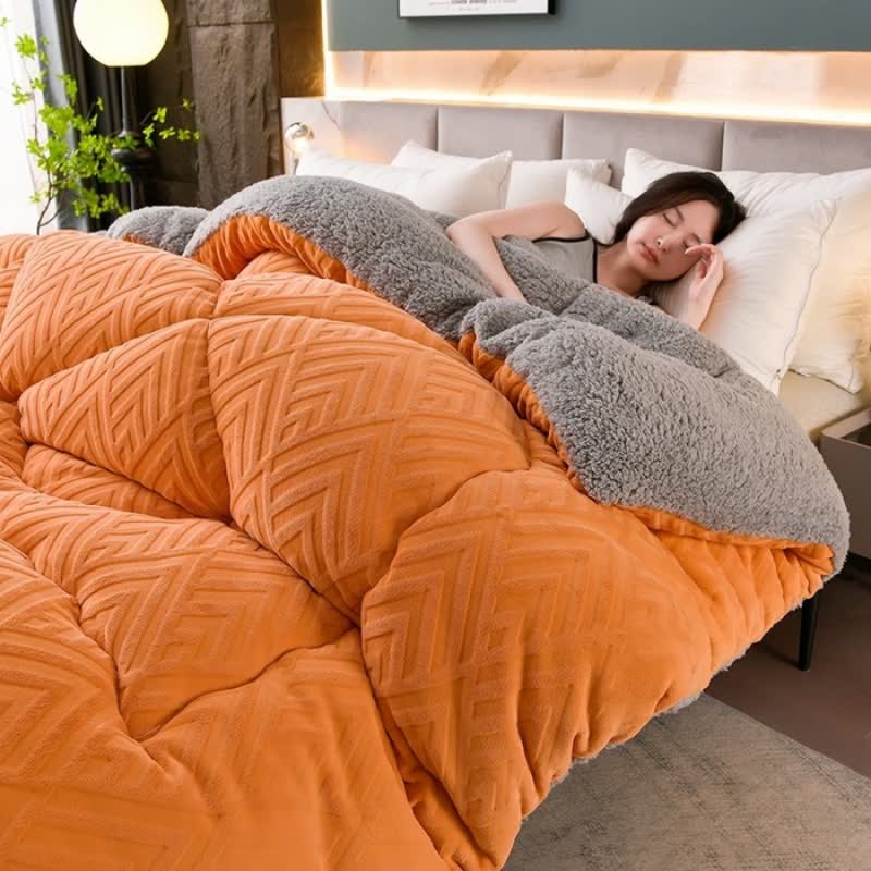 Kleurige Dikke Sherpa Winterdeken Met Quiltkern Warmte