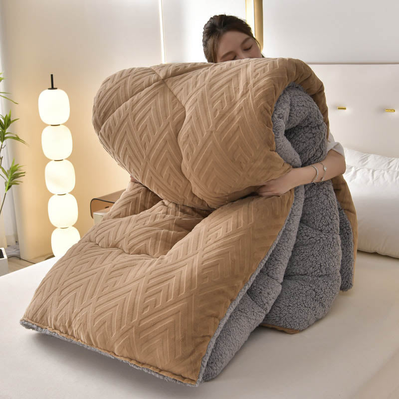 Kleurige Dikke Sherpa Winterdeken Met Quiltkern Warmte Koffie