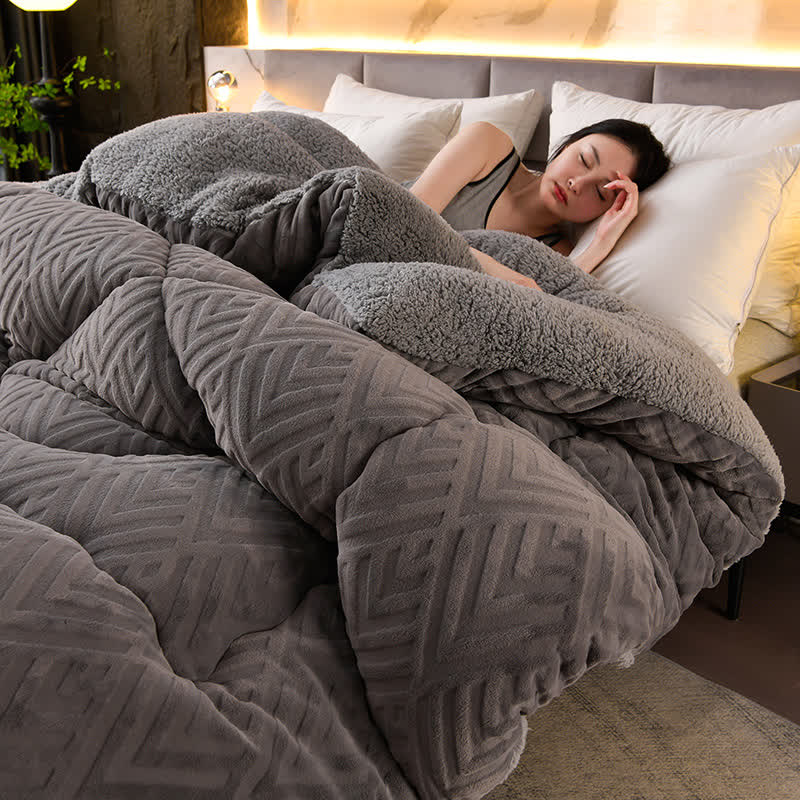Kleurige Dikke Sherpa Winterdeken Met Quiltkern Warmte
