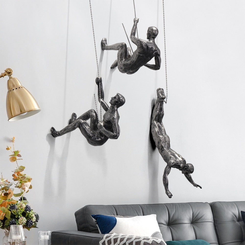 Klimmuursculptuur Met Klimmers Wanddecoratie Vallende klimmer