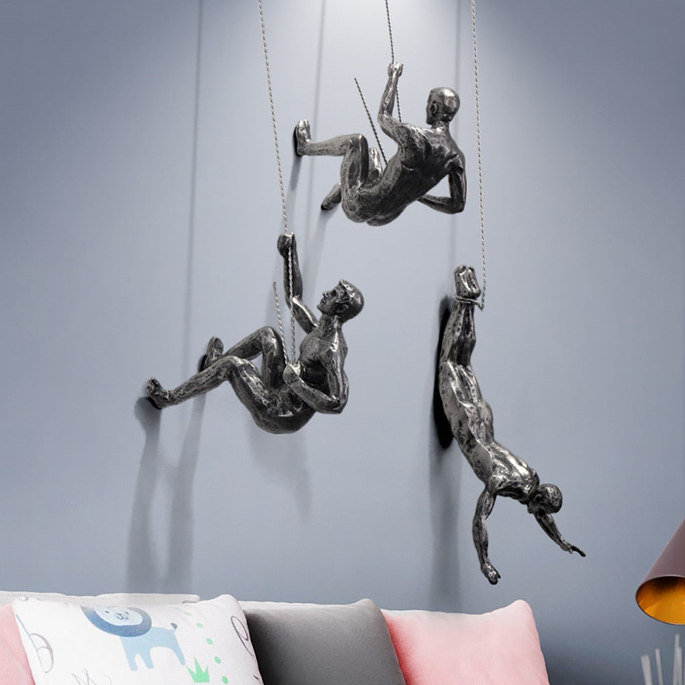 Klimmuursculptuur Met Klimmers Wanddecoratie