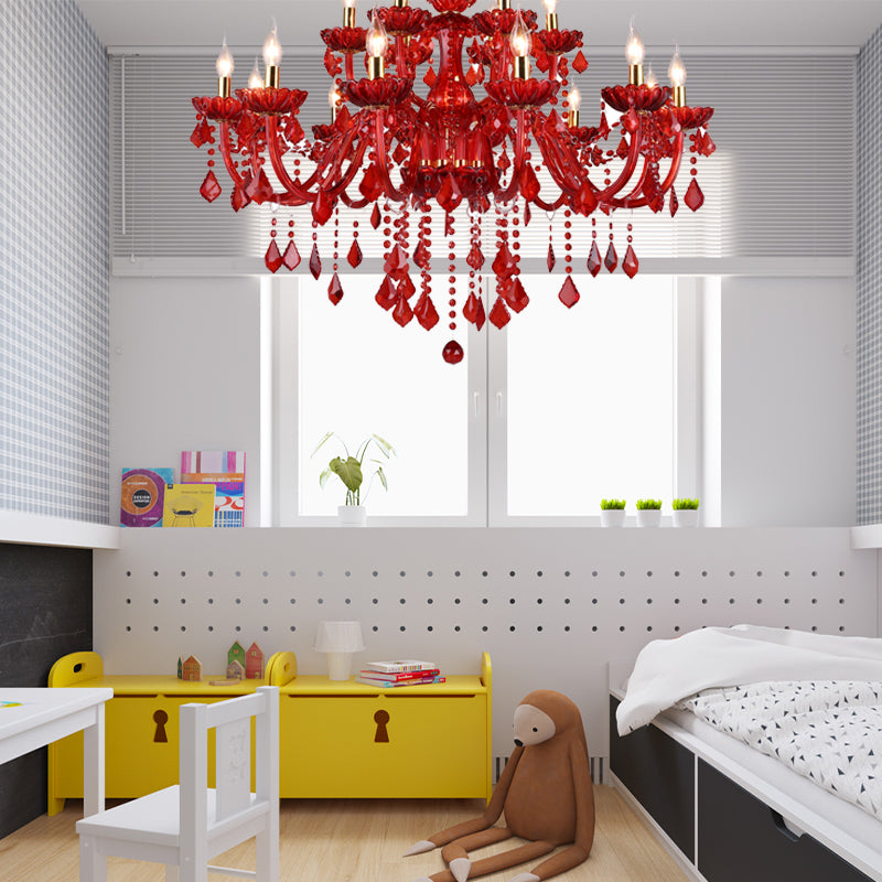 Kristallen Kroonluchter Verlichting Modern Rode Pendel