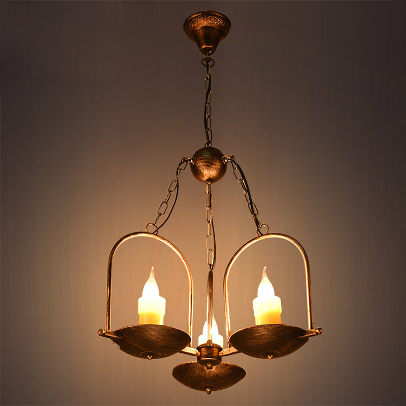 Kroonluchter Drie-licht Kandelaar Metaal Vintage Brons