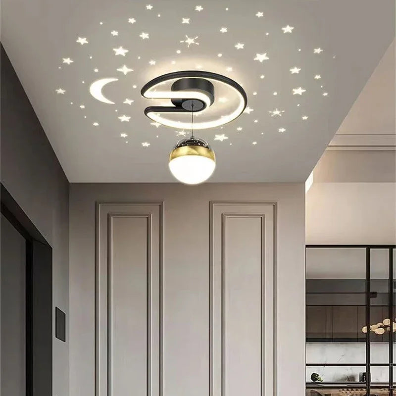 LED Plafondlamp Met Sterrenhemel Modern Kroonluchterontwerp B Zwart