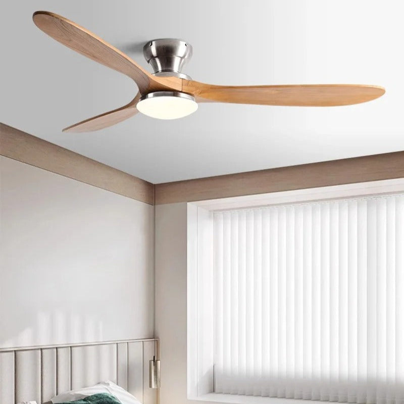 LED Plafondventilator Met Houten Bladen En Stille Werking Zandnikkelhout B