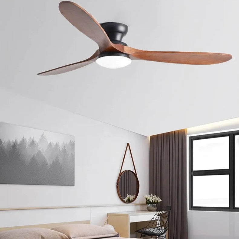 LED Plafondventilator Met Houten Bladen En Stille Werking Zwart walnotenhout B