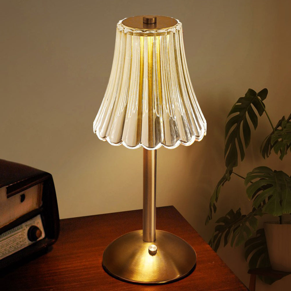 LED Retro Bureaulamp Met USB Oplaadbaar Kristallen Kap