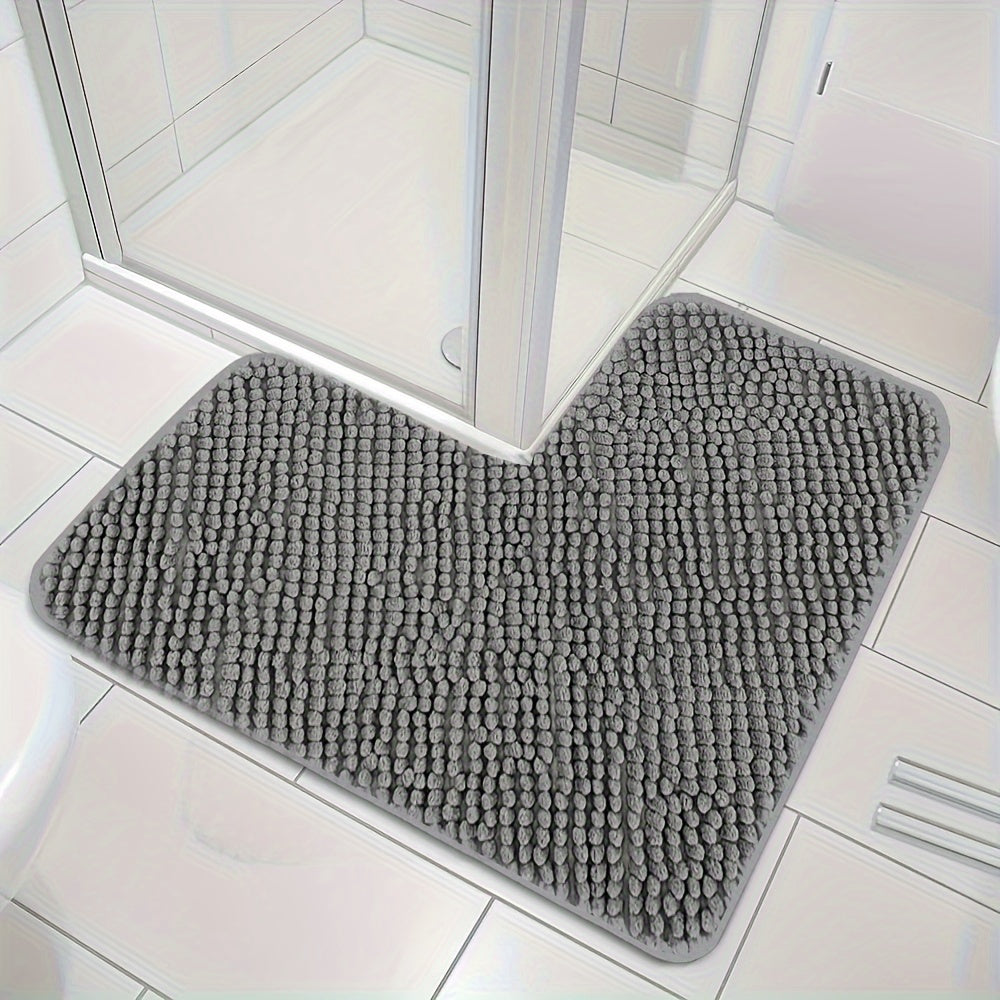 Luxe L Vormige Antislip Hoekbadmat Zacht Absorberend Grijs 40 cm x 40 cm x 80 cm