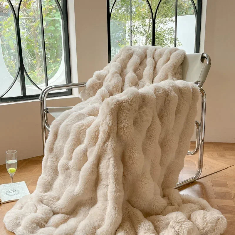Luxe Pluche Deken Voor Bed En Bank Ultieme Zachte Warmte Abrikoos
