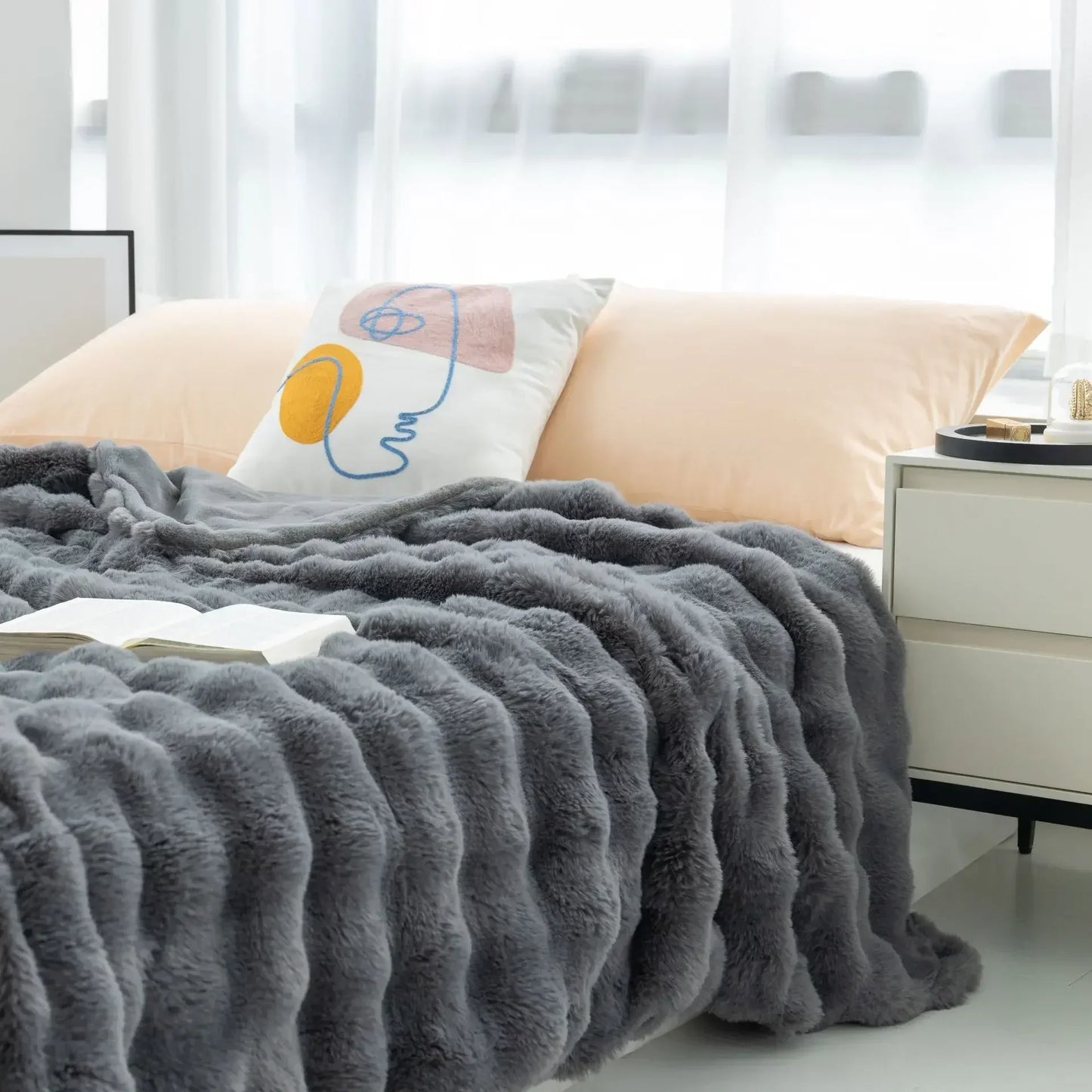 Luxe Pluche Deken Voor Bed En Bank Ultieme Zachte Warmte Grijs